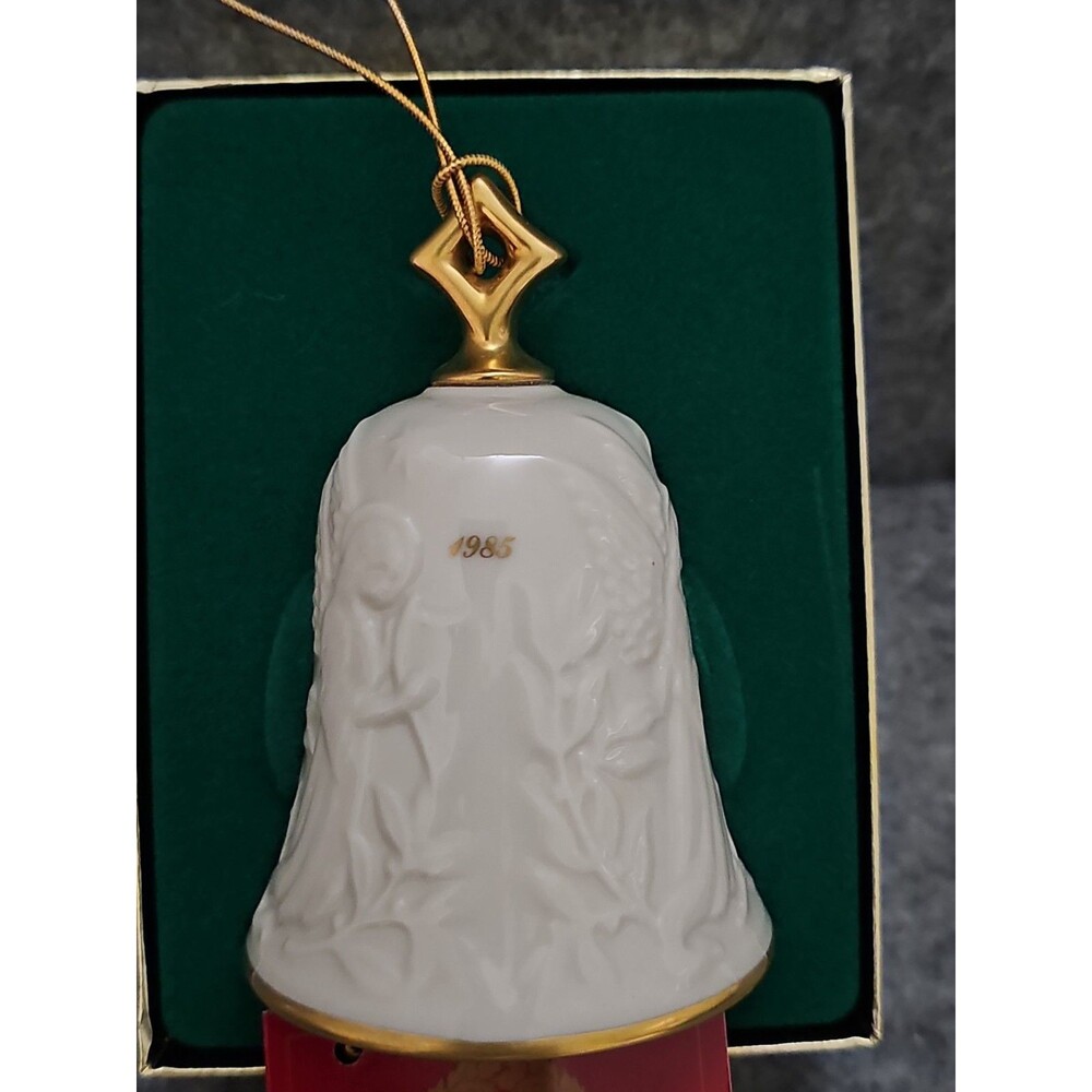 LENOX CHINA 1985 Christmas Ornament Bell 24 Karat Gold Trim 4”